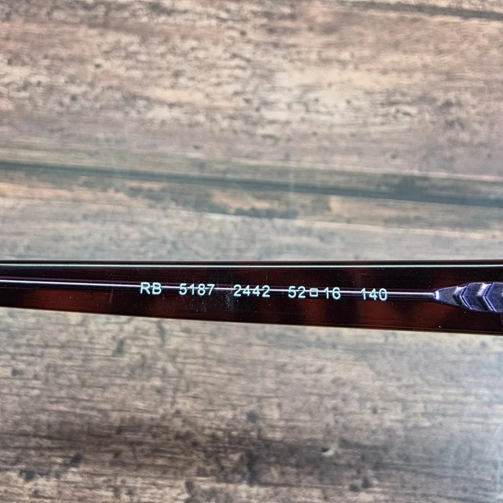 Ray-Ban RB 5187 2442 Dark Tortoise Purple Rectangular Eyeglasses 52-16-140